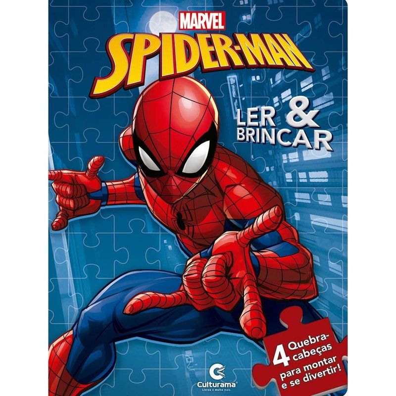 Livro-Infantil---Ler-e-Brincar-com-Quebra-Cabeca---Disney---Marvel---Spider-Man---Culturama