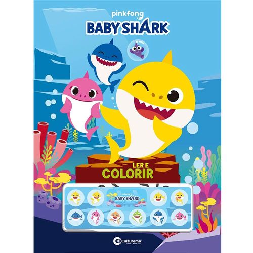 Livro para Colorir e Ler - Baby Shark com Adesivos - Culturama