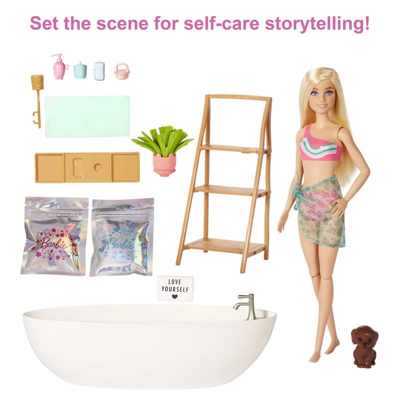 Boneca Barbie Self-Care Conjunto Banho de Confete de Sabão