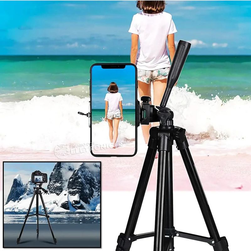 Tripé Suporte para Câmera e Celular 1.3M LEHMOX LEY-3120B - Ri Happy