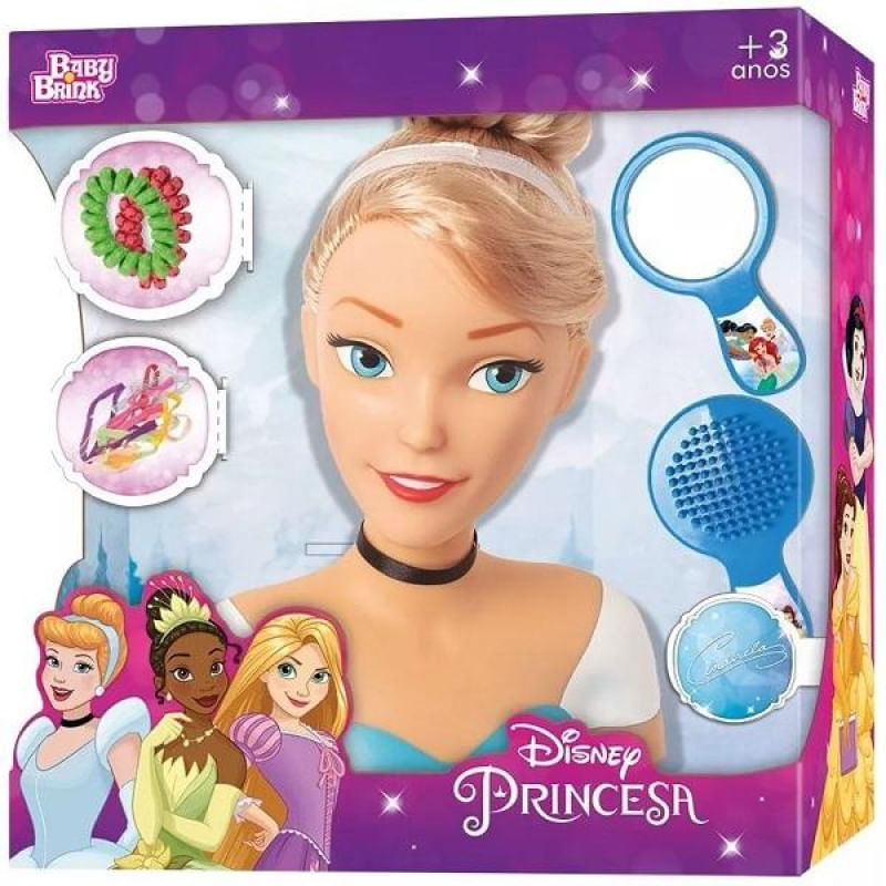 Busto STYLING Head Cinderela Princesa Disney BABY BRINK Ri Happy