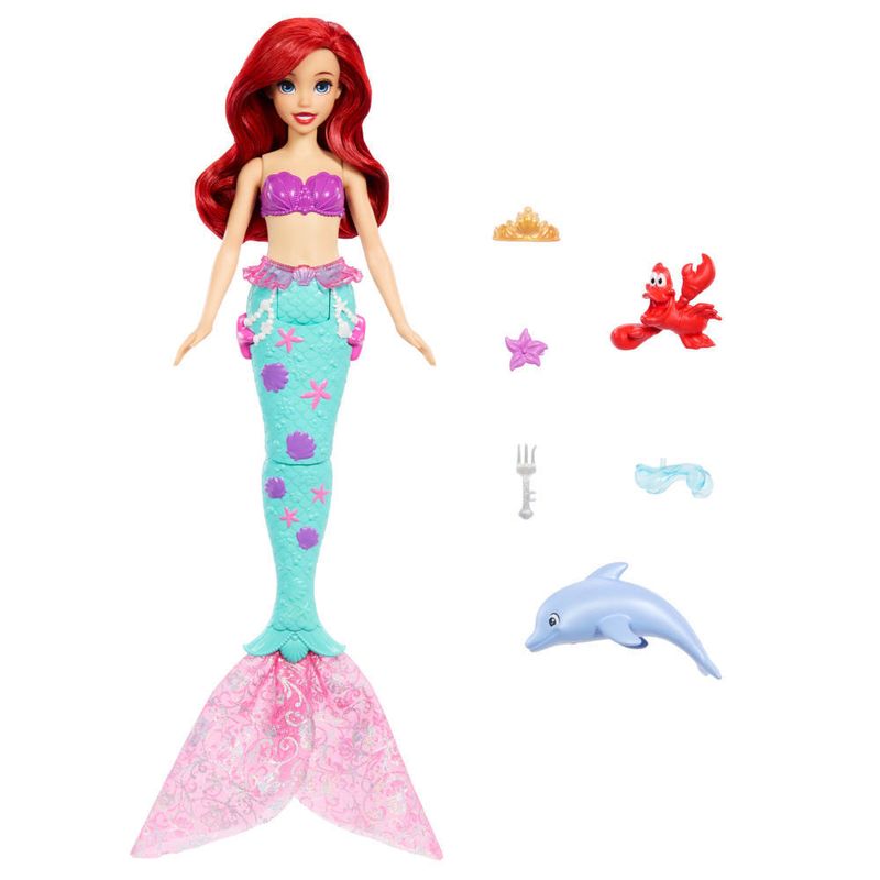Boneca-Articulada---Disney---Princesas---Ariel-Com-Golfinho-E-Sebastian---Mattel-1