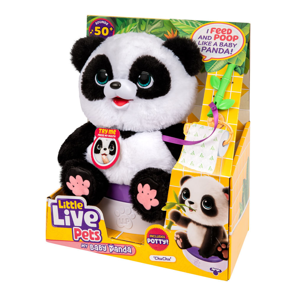 Pelúcia My Baba Panda Little Live Pets Fun PBKIDS Brinquedos