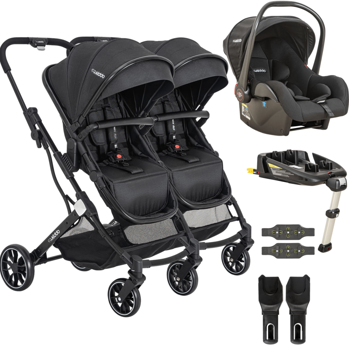 その他 KIDS Carrinho Kiddo de Gemeos Bebe Conforto Base ISOFIX Zig Zag Preto