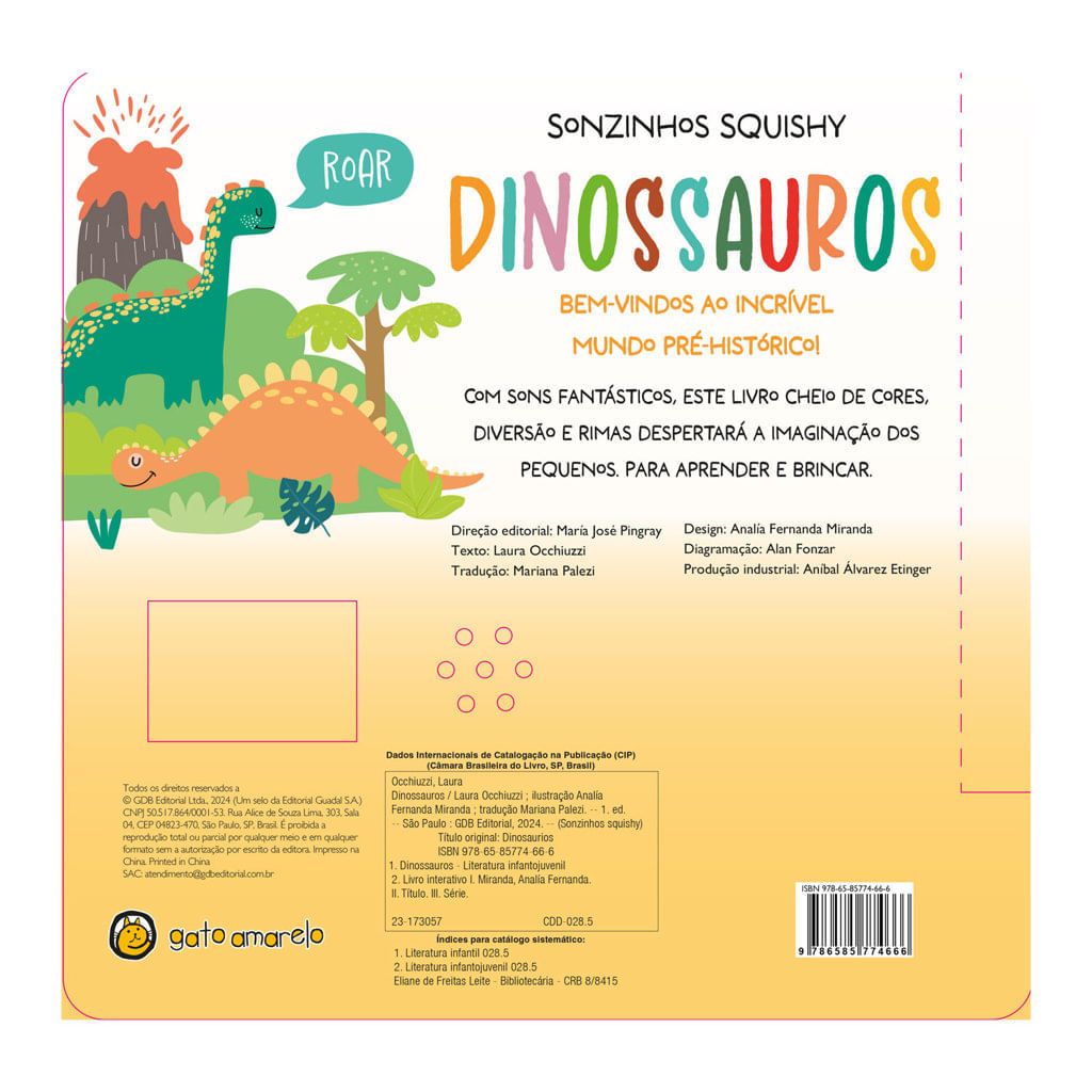 Livro Infantil - Sonzinhos Squishy - Dinossauros - Catavento