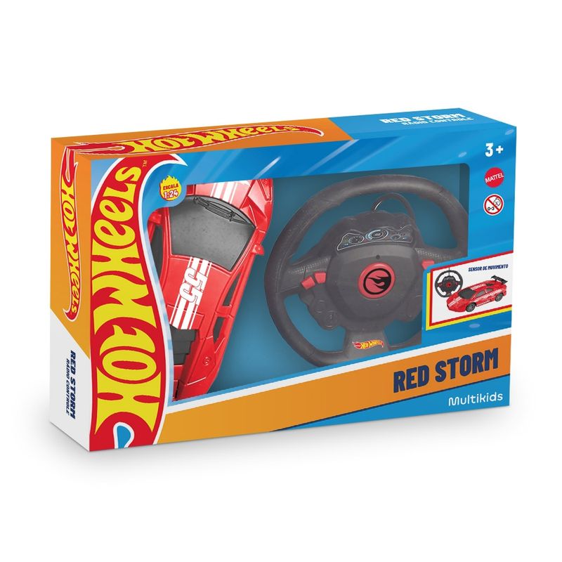 Carro-De-Corrida---Hot-Whells---Red-Storm---1-24-Rc---4-Canais---Vermelho-2