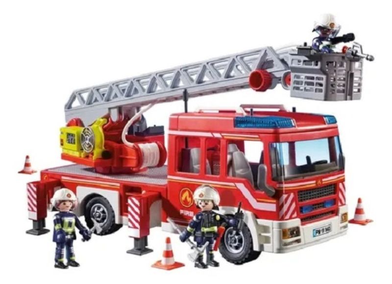Playmobil Caminhão de bombeiros Com Escada C/ luz e Som e 3