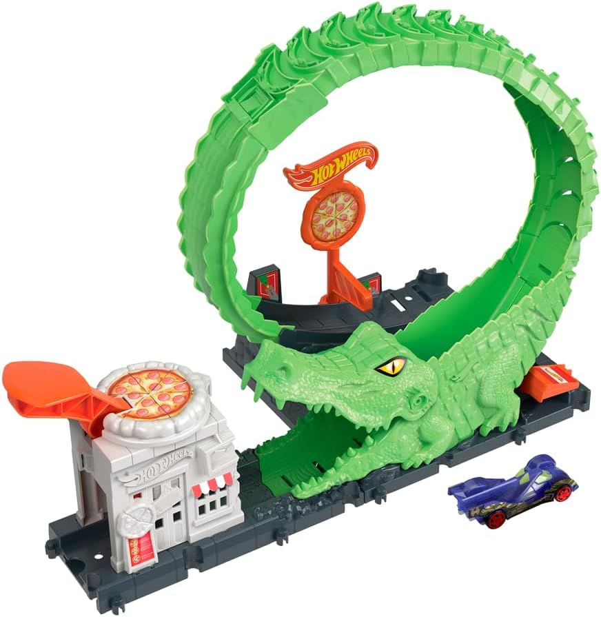 Pista Hot Wheels City Nemesis Gator Pizza Shop Ataque do Crocodilo