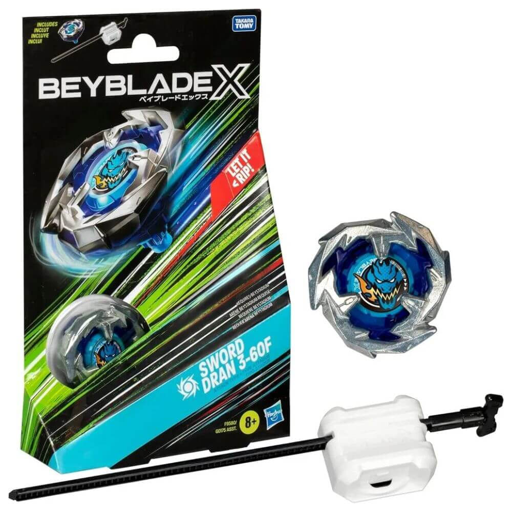 Beyblade X Pião e Lançador Sword Dran 3-60F - Hasbro F9580 - Ri Happy