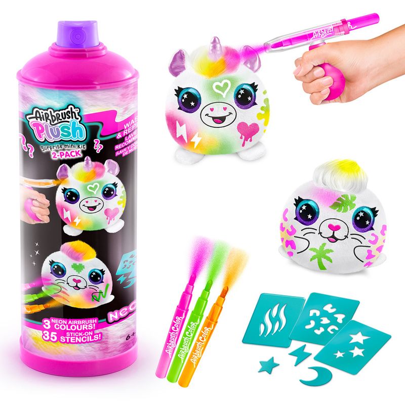Pelucia---2-Mini-Pelucias---Airbrush---Neon---Surpresa---Para-Pintar---Fun-0