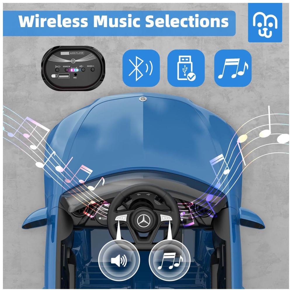 Carro Elétrico Infantil 12V com Controle Remoto e Reprodutor de Música Bluetooth - Velocidade Máxima de 5km/h - Presente para Meninos e Meninas