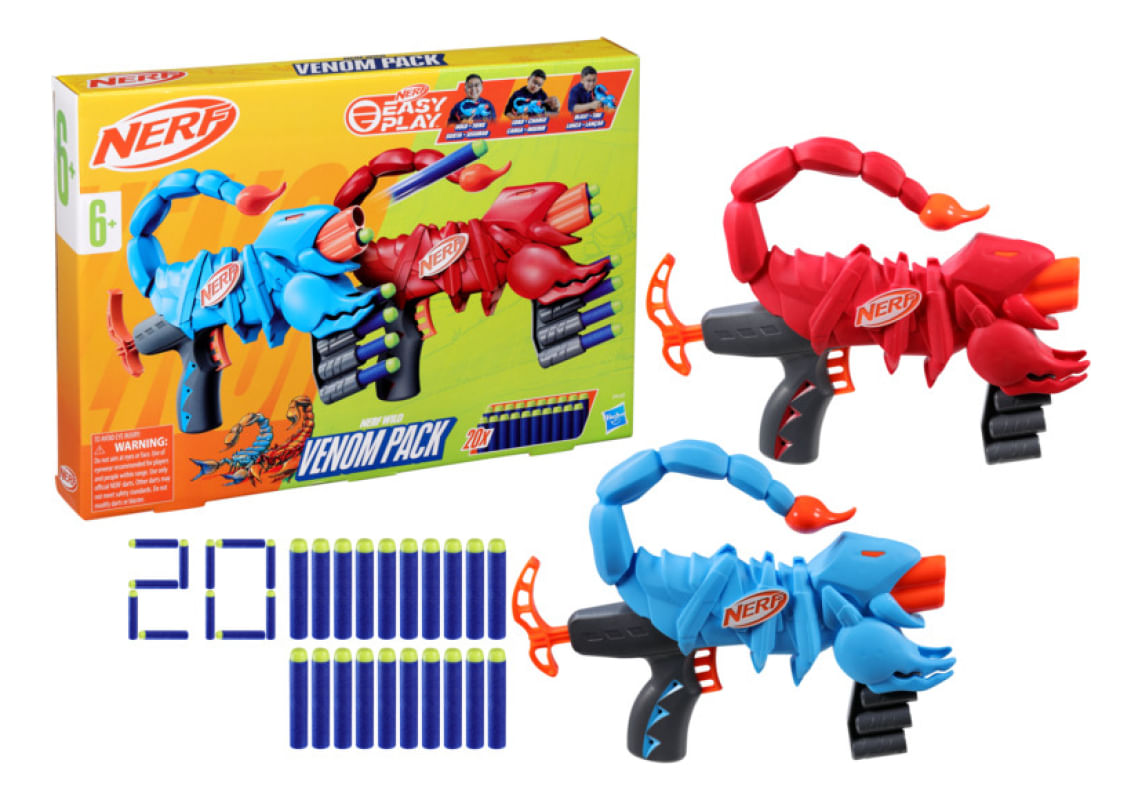 Kit 2 Lançadores Nerf Wild Venom Hasbro F9137 - Ri Happy