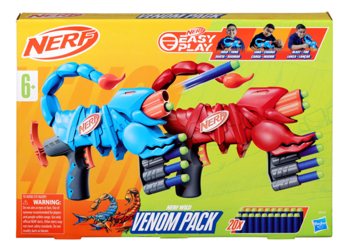ノコノコページ② Kit 2 Lançadores Nerf Wild Venom Hasbro F9137 - PBKIDS Brinquedos
