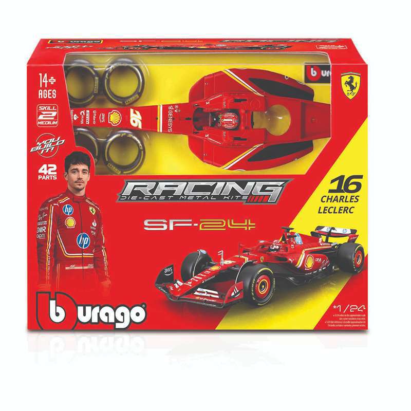 Ferrari-SF-24-Charles-Leclerc-1-24---Kit-de-Montagem-Bburago-0