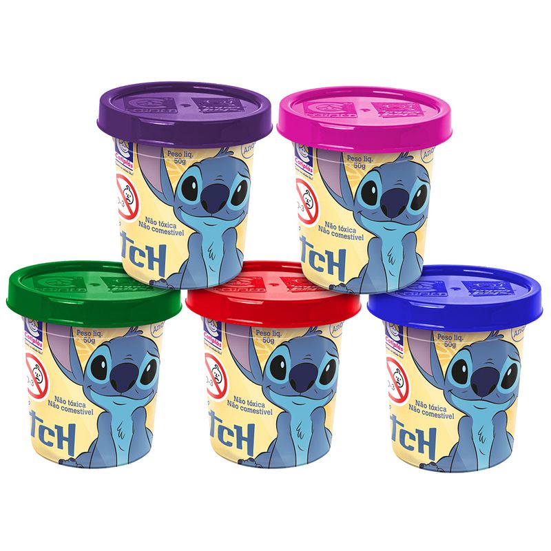 Conjunto-Massa-De-Modelar---Disney---Stitch---5-Potes---Cotiplas-0