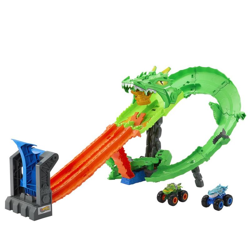 Pista-De-Percurso---Hot-Wheels---Tubaroes-Vs-Dinossauros--Destruicao-Dragao---Mattel-0