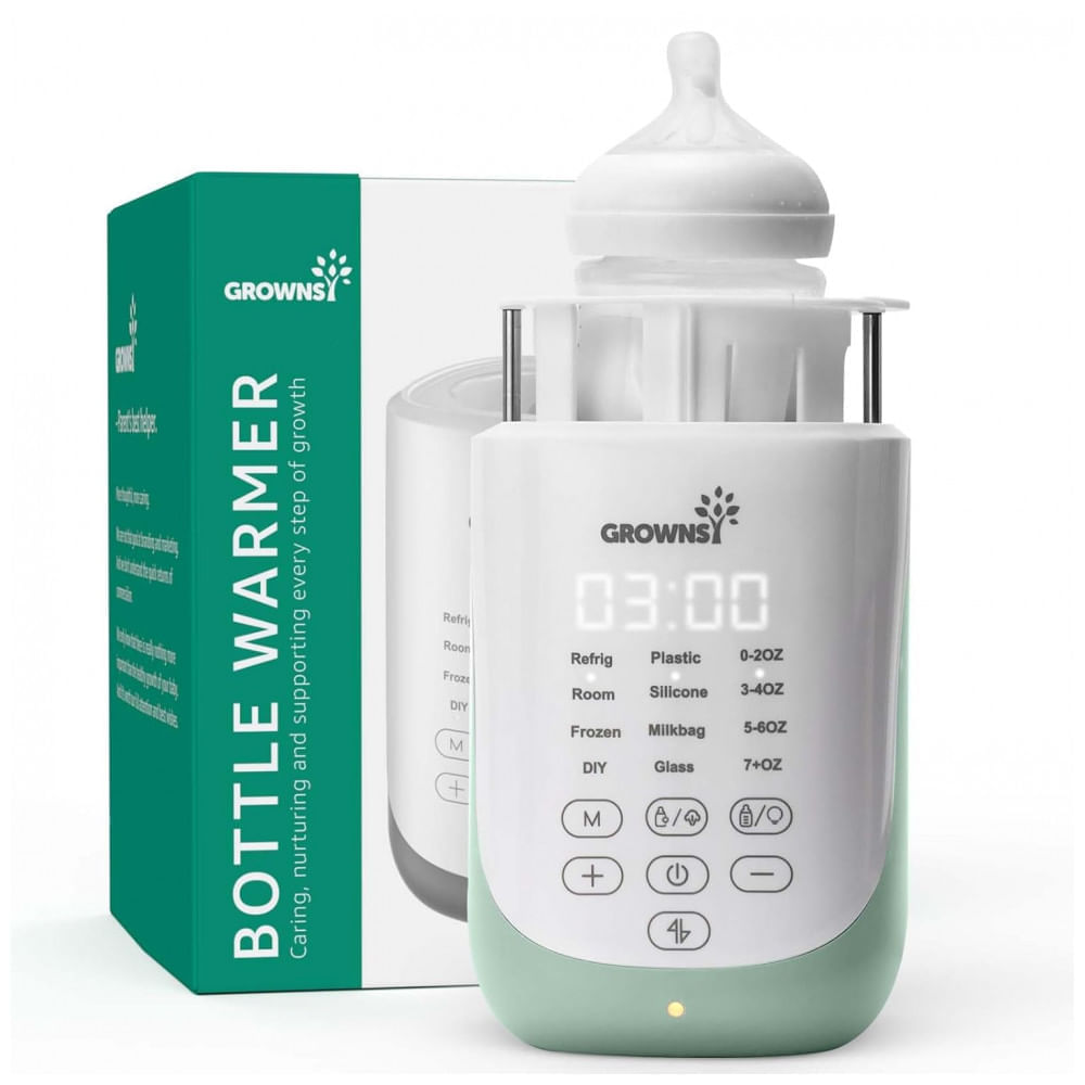 Aquecedor de Mamadeira GROWNSY Nutri Bottle com Recurso AutoLift Inovador, Aquecimento Rápido 10 em 1 com Luz Noturna, Preserva os Nutrientes do Leite