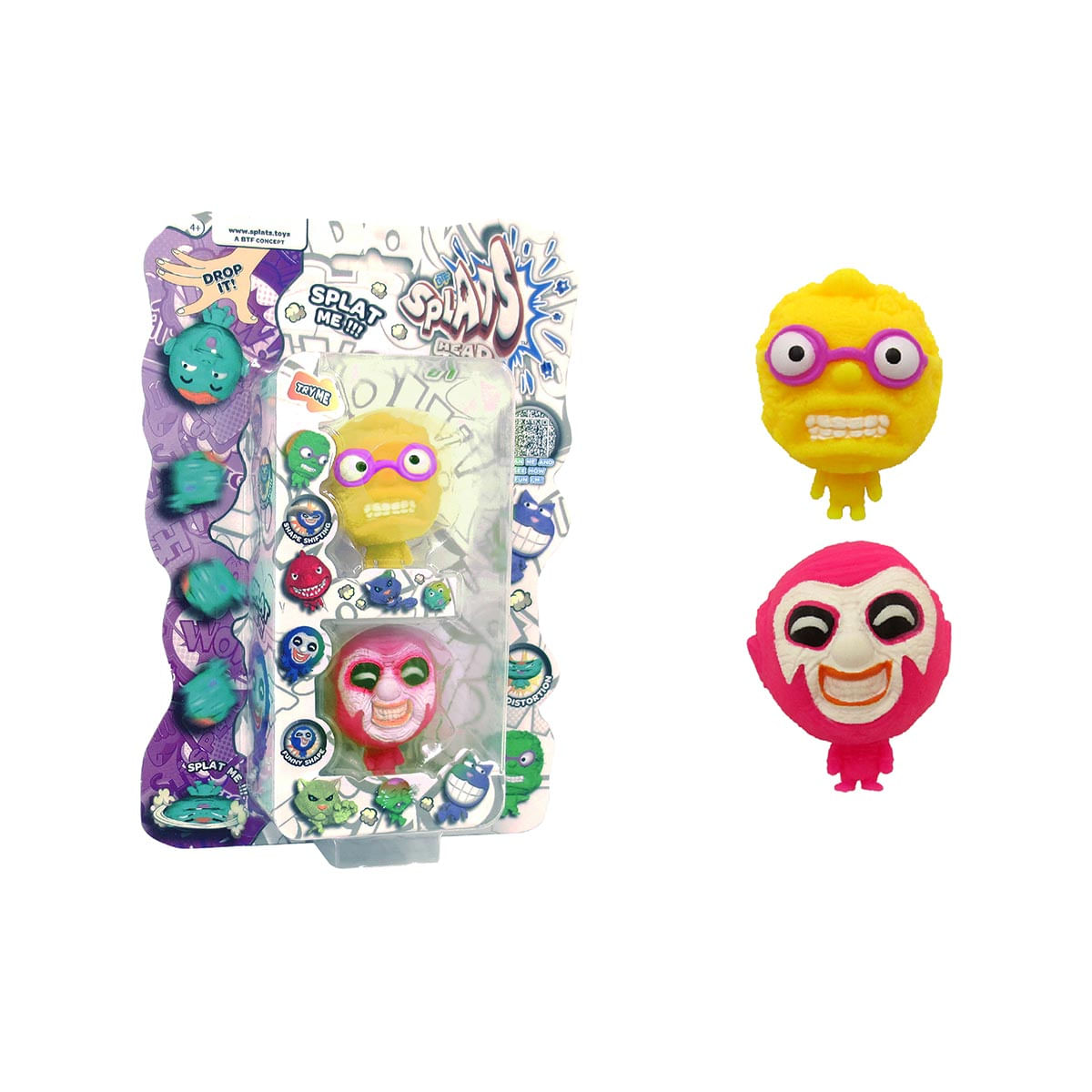 2 Bonecos Homem Amarelo e Palhaço Rosa - Splats Head Mini