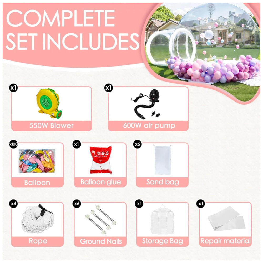 Encontraproduto.com.br - Casa de Bolha de 3m, Casa de Bolha Transparente, Casa de Bolha Inflável de PVC para Crianças, Casa de Bolha Inflável Perfeita para Festas