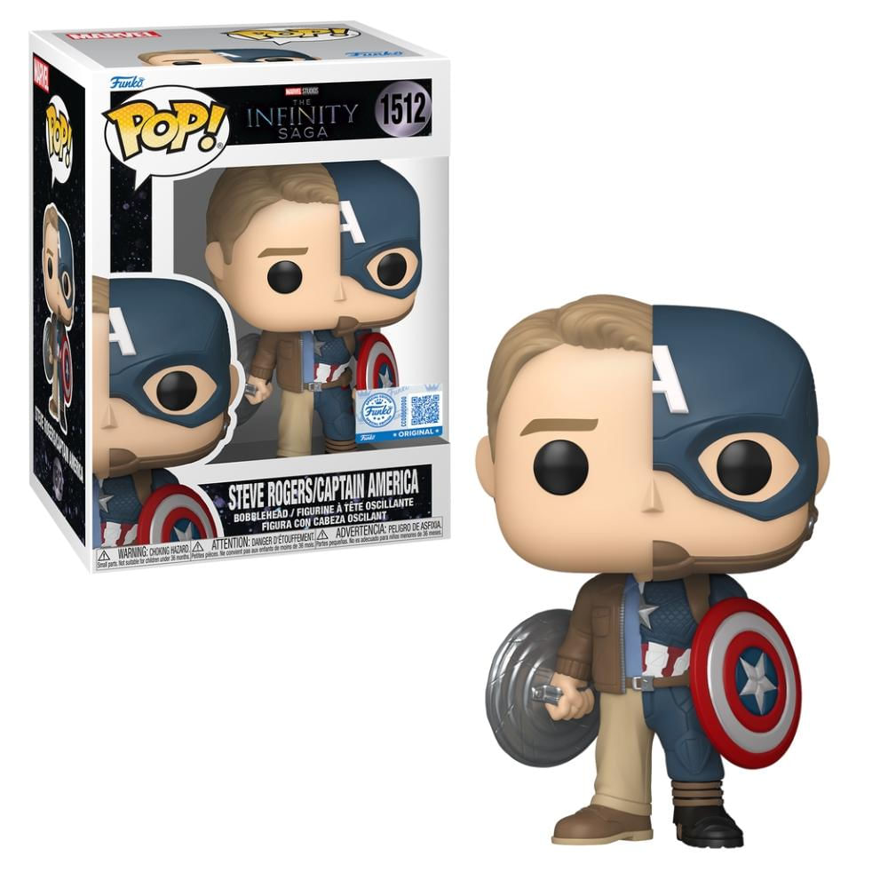 Boneco Funko Pop! Marvel Splits Capitão América/Steve Ri Happy