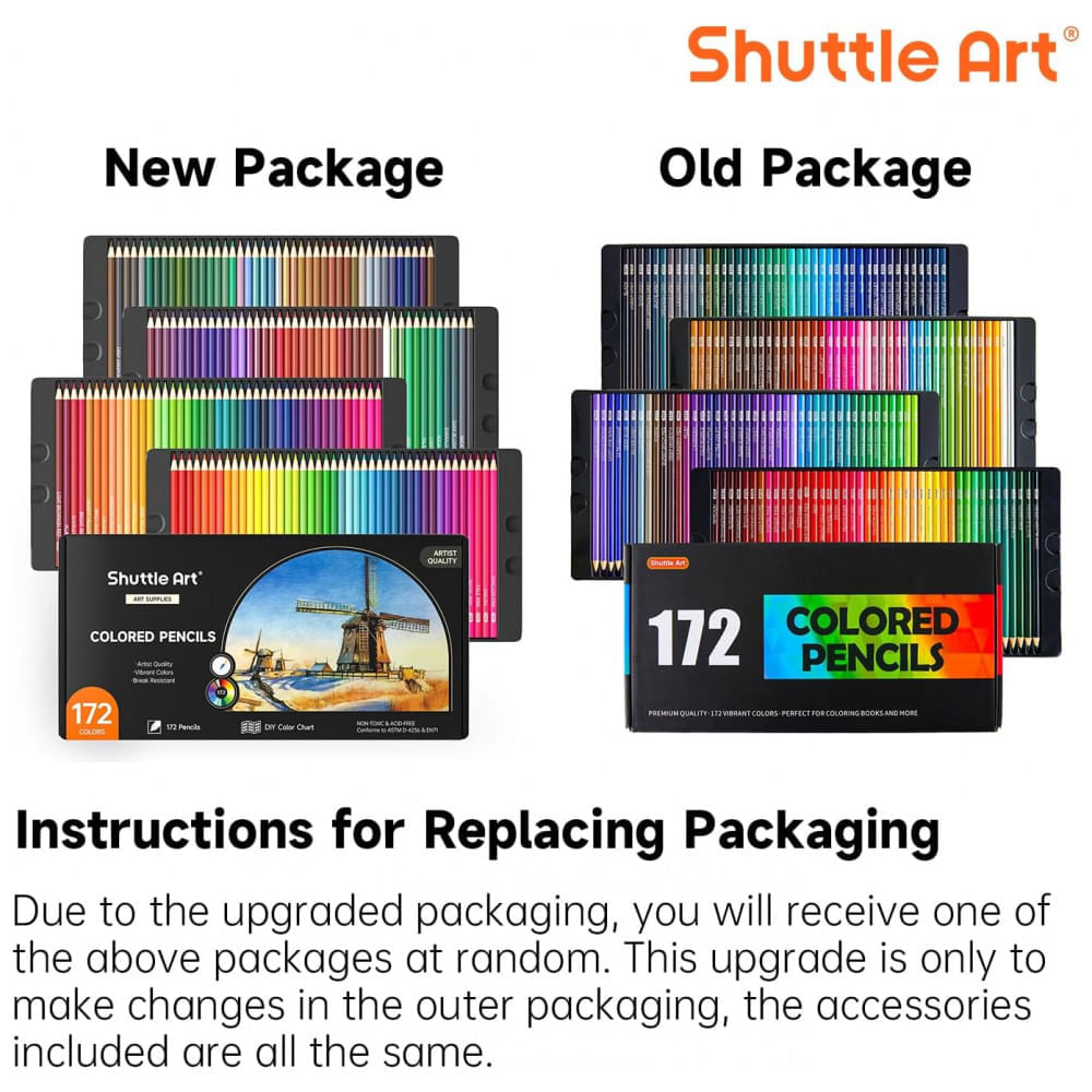 Encontraproduto.com.br - Conjunto de 172 lápis de cor Shuttle Art, Cores Únicas para Livros de Colorir Adultos, Desenhos de Artistas, Esboços e Artesanato