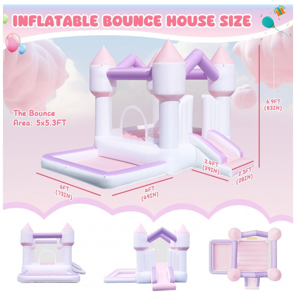 Encontraproduto.com.br - Casa Inflável para Crianças com Tobogã e Piscina de Bolinhas - Diversão Garantida para Festas de Aniversário, Casamentos e Atividades ao Ar Livre -