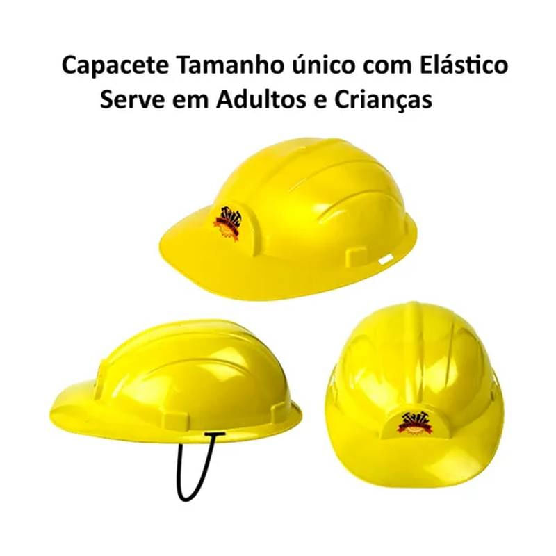 Capacete Infantil Adulto Construtor Festa Fantasia Carnaval
