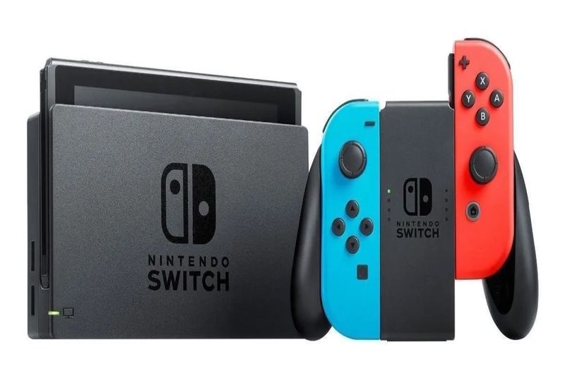 Console Nintendo Switch V2, 32GB, Preto - Joy-Con Vermelho e