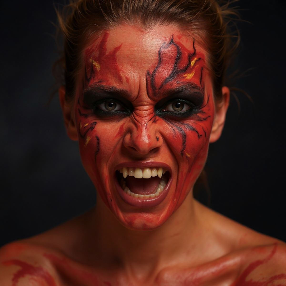 Tinta para Pintura Facial Vermelho Horror Make com Esponja – Halloween e Maquiagem Artística