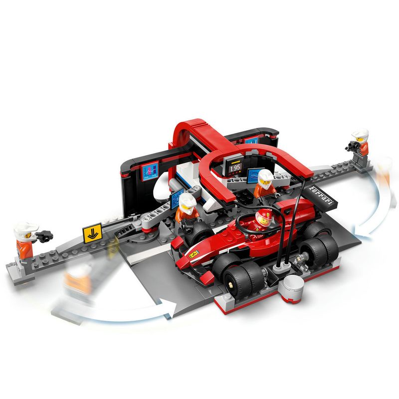 LEGO---City-Formula-1---Pit-Stop-e-Equipe-de-Box-de-F1-com-Carro-da-Ferrari---60443-8