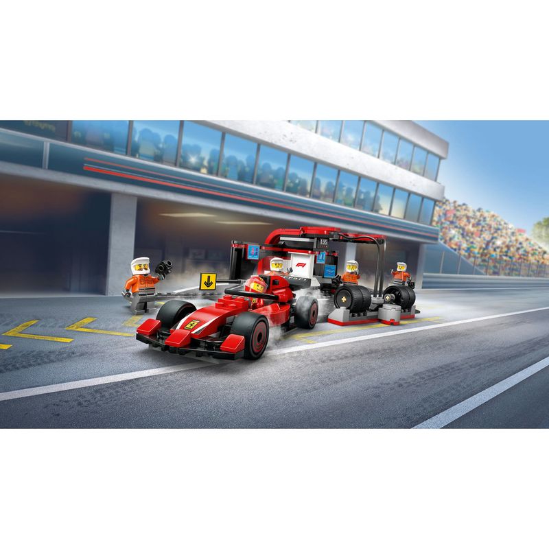 LEGO---City-Formula-1---Pit-Stop-e-Equipe-de-Box-de-F1-com-Carro-da-Ferrari---60443-14