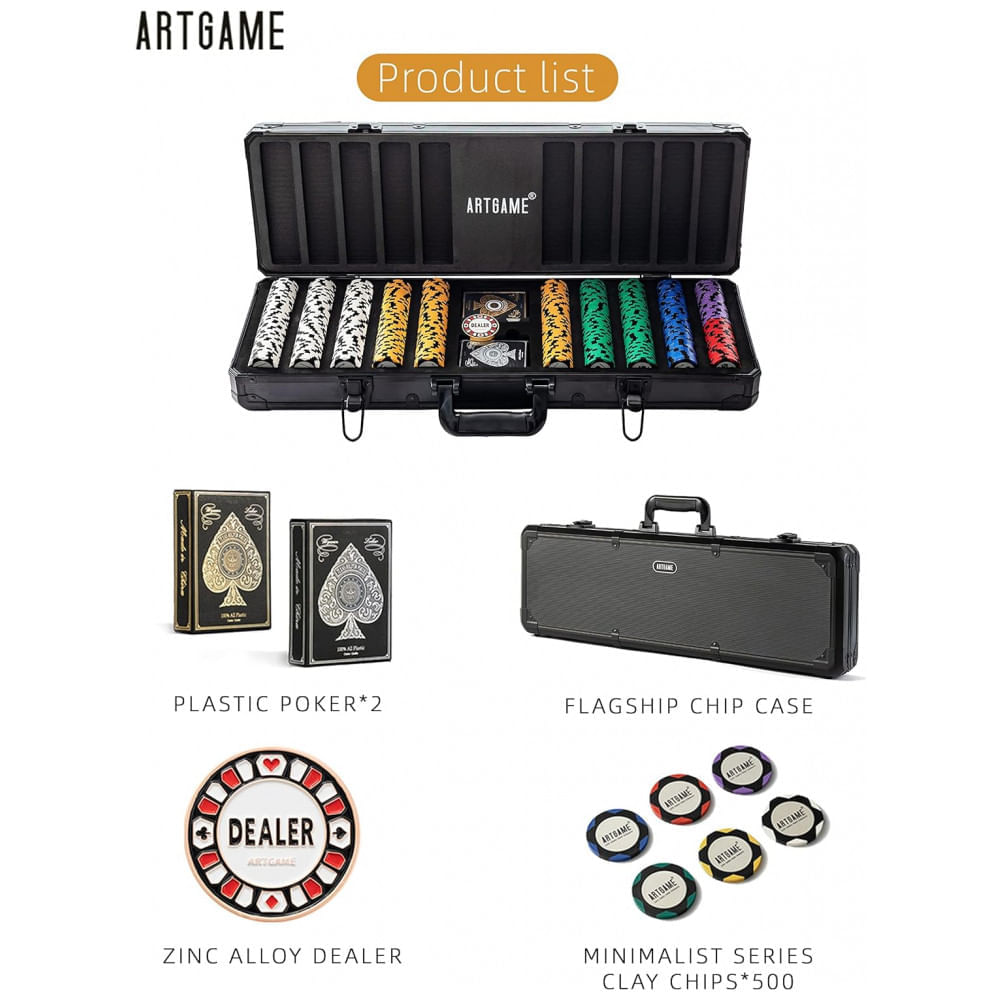 poker Maleta de Poker em Alumínio com 500 Fichas Numeradas para Texas