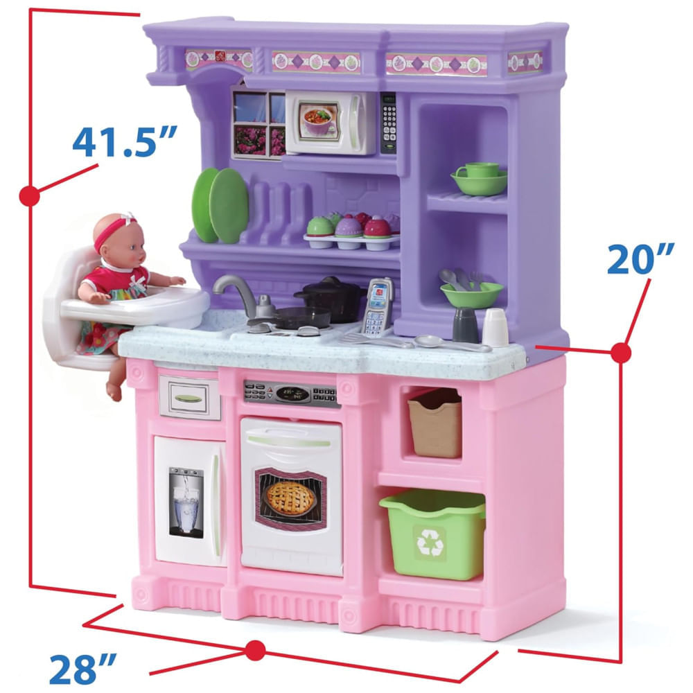 Cozinha de Brinquedo com Luzes, Sons e 30 Acessórios para Crianças de 2 Anos ou Mais, Step2, Roxo e Rosa