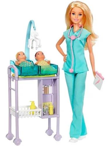 Barbie Boneca Médica Pediatra + 2 Bebe + Acessórios Mattel