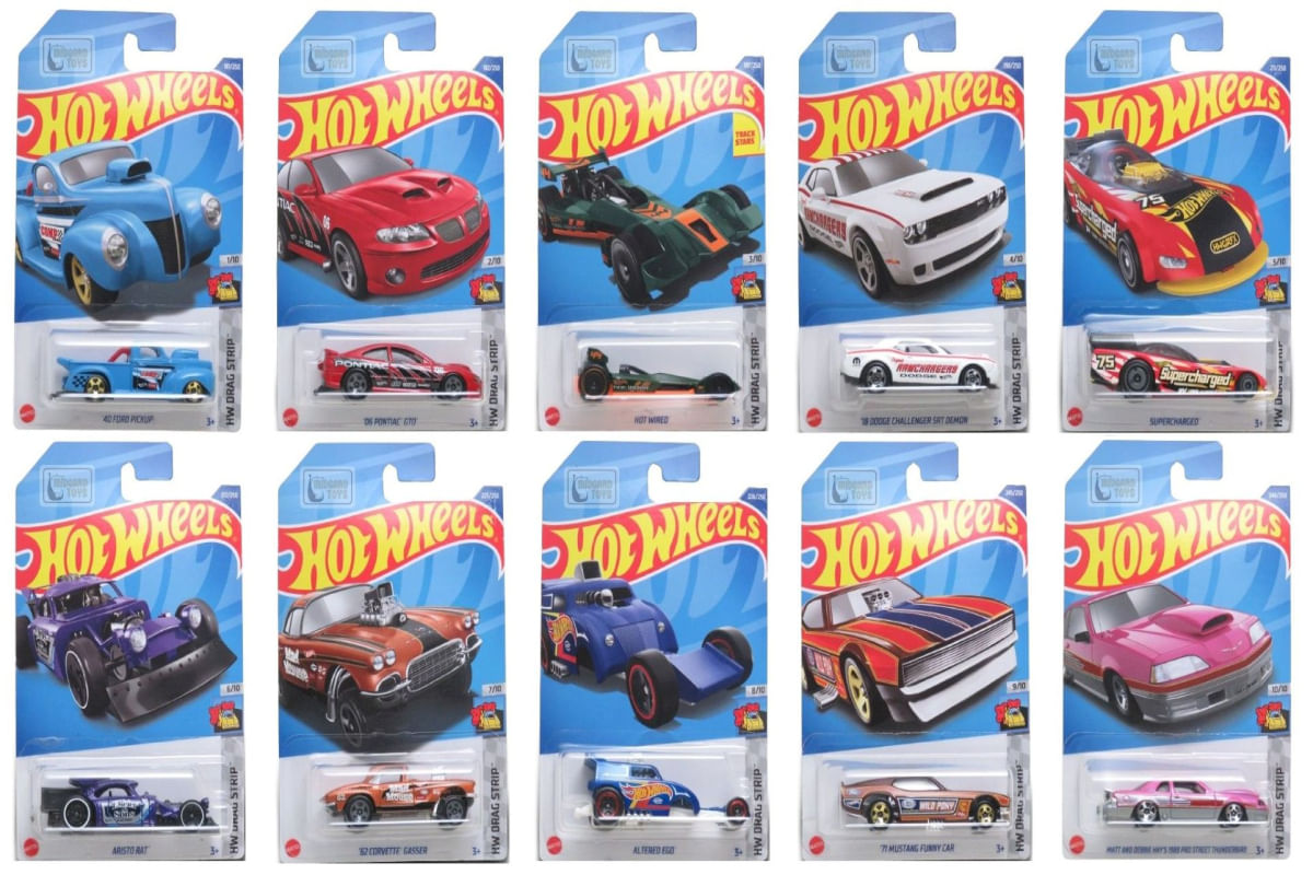 Série HW Drag Strip Completa - Main Line 2022 - 10 Miniaturas