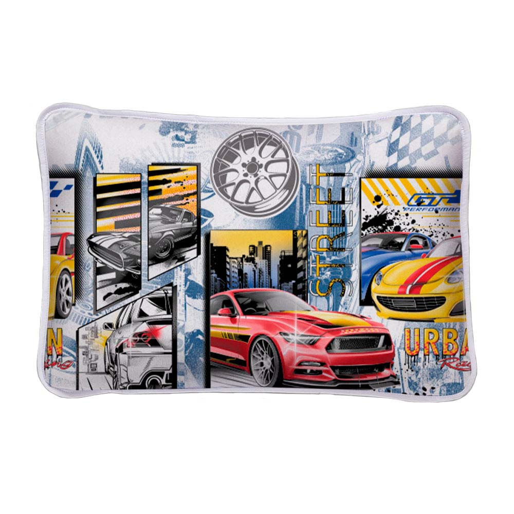 Kit Edredom Alegria Dupla Face Solteiro 2 Peças Malha Estampada 100% Algodão - Carros Race