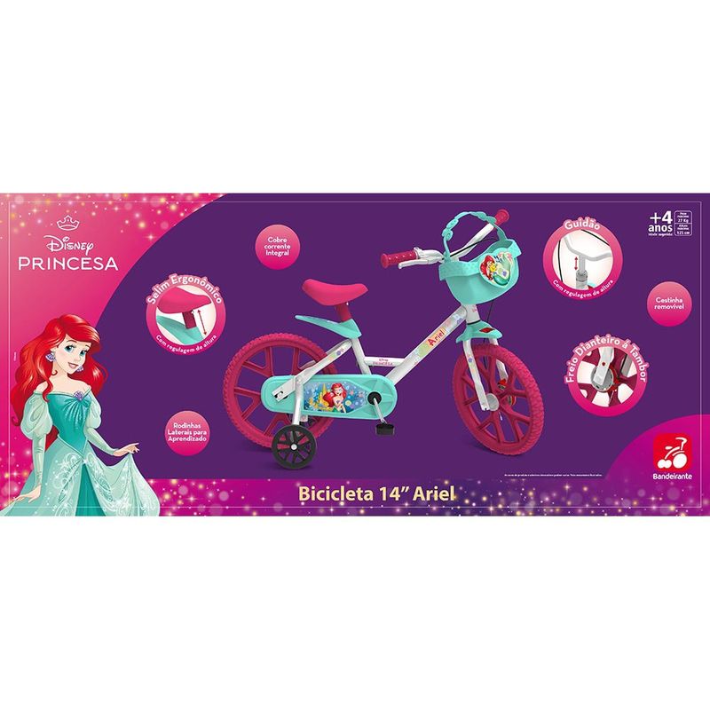 PRE-VENDA--EXCLUSIVO---Bicicleta---Disney---Princesas---Ariel---Aro-14---Bandeirante-2