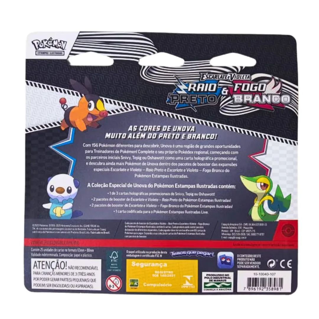 Pokémon TCG Quadruplo Snivy Fogo Branco e Raio Negro Copag - Ri Happy