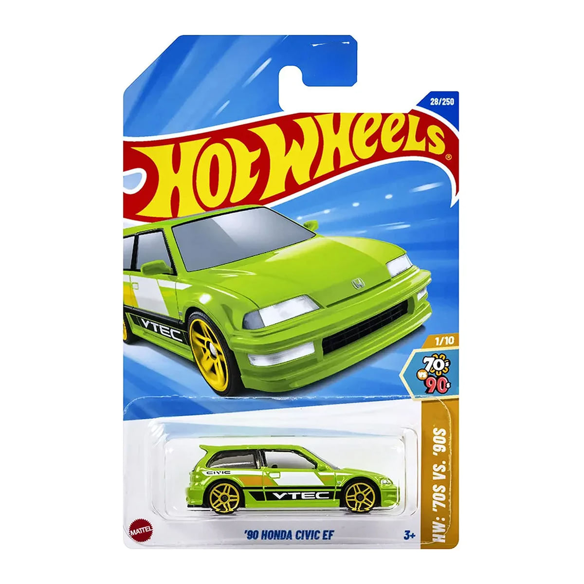 Carro Hot Wheels 90 Honda Civic EF Verde 2025 Lote K HYX90 1/10