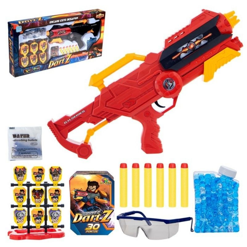 Lançador de Dardos e Bolinhas de Gel Power Balls Dart Z com Alvo e