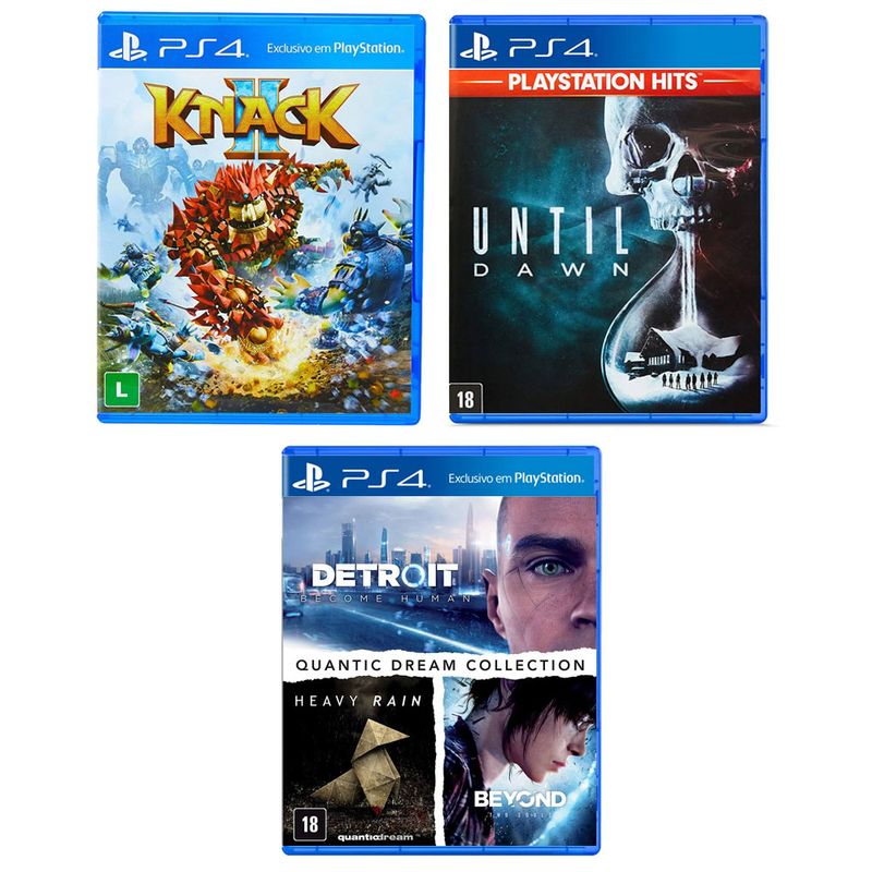 Kit-de-Jogos-PS4---Knack-2-Until-Dawn-e-Quantic-Dream-Collection---Sony