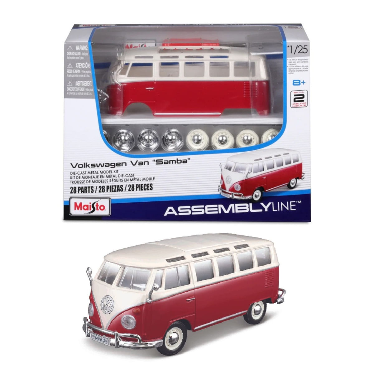 Volkswagen Van Samba Kombi Vermelha - Kit em Metal p/ Montar