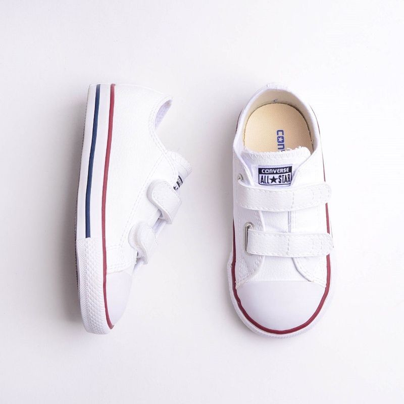 Tênis All Star Infantil Couro e Velcro Branco Converse PBKIDS