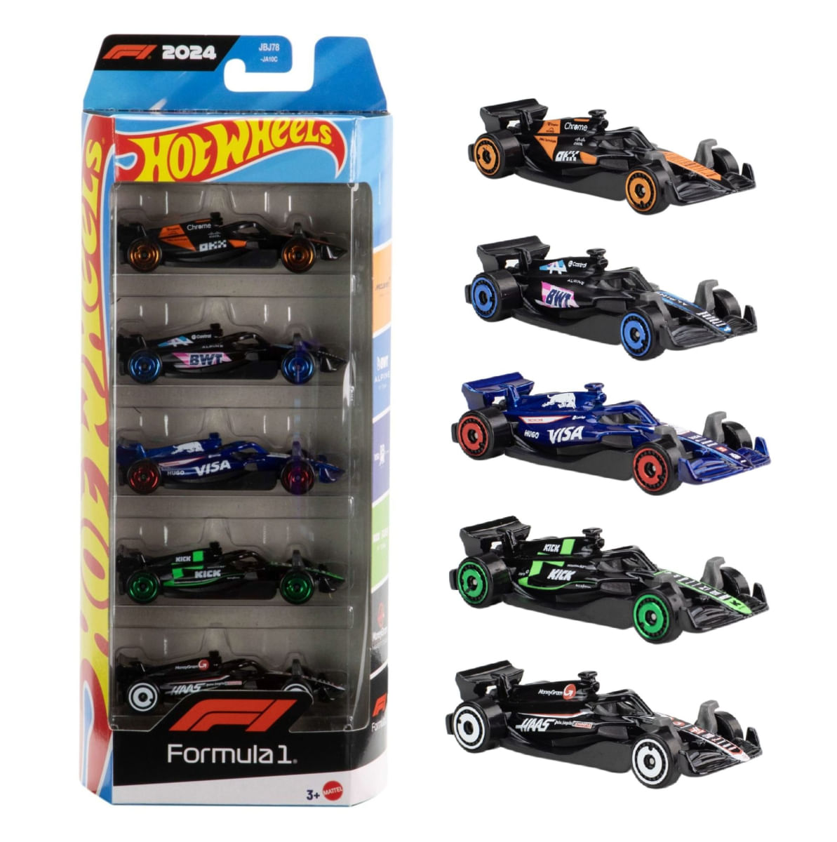 Pack c/ 5 Miniaturas Hot Wheels Formula 1 - 1/64 - Mattel - Ri Happy