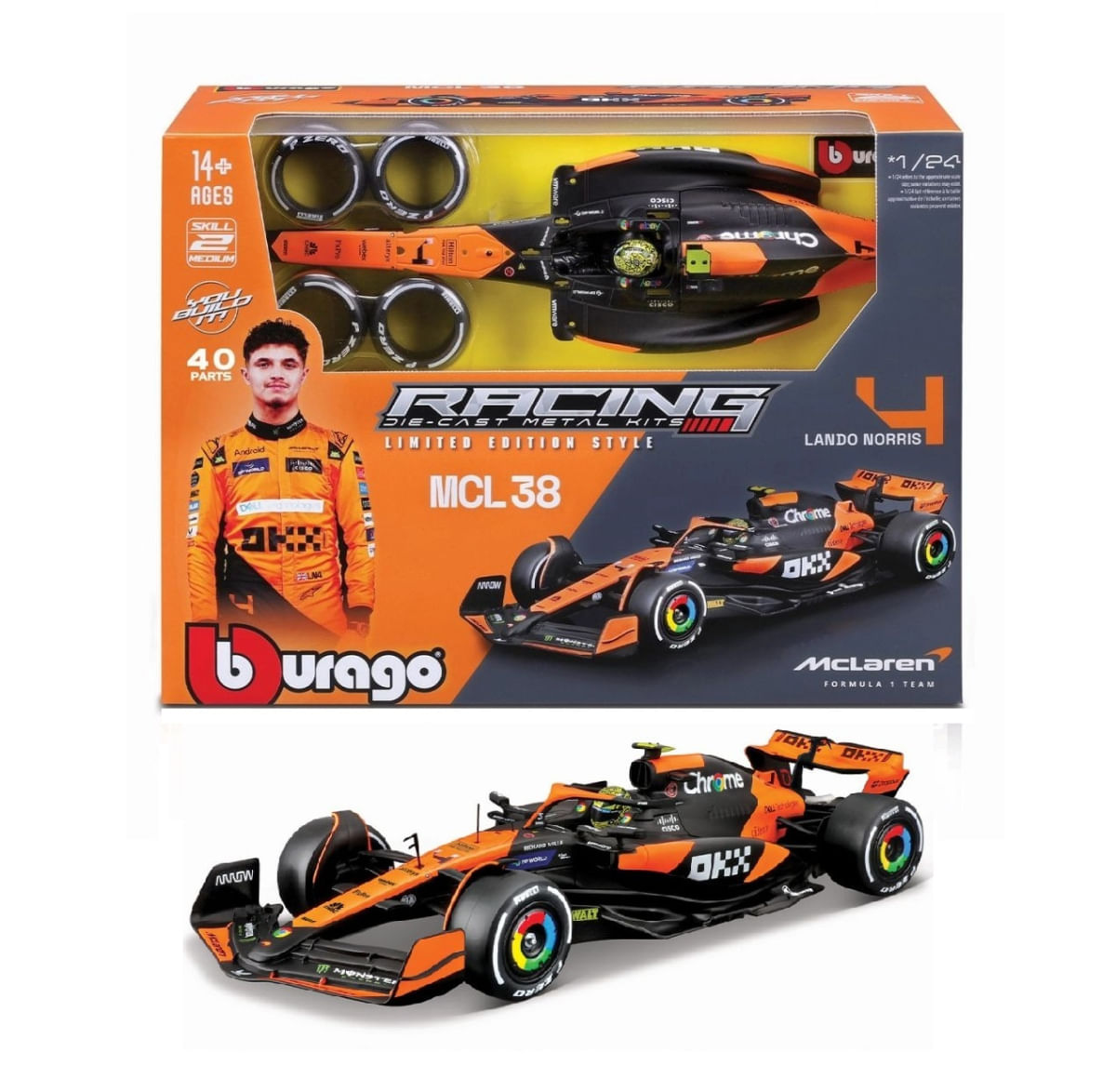 【Shiii】 NORRIS McLaren MCL38 - Lando Norris #4 - Kit em Metal p/ Montar - Formula