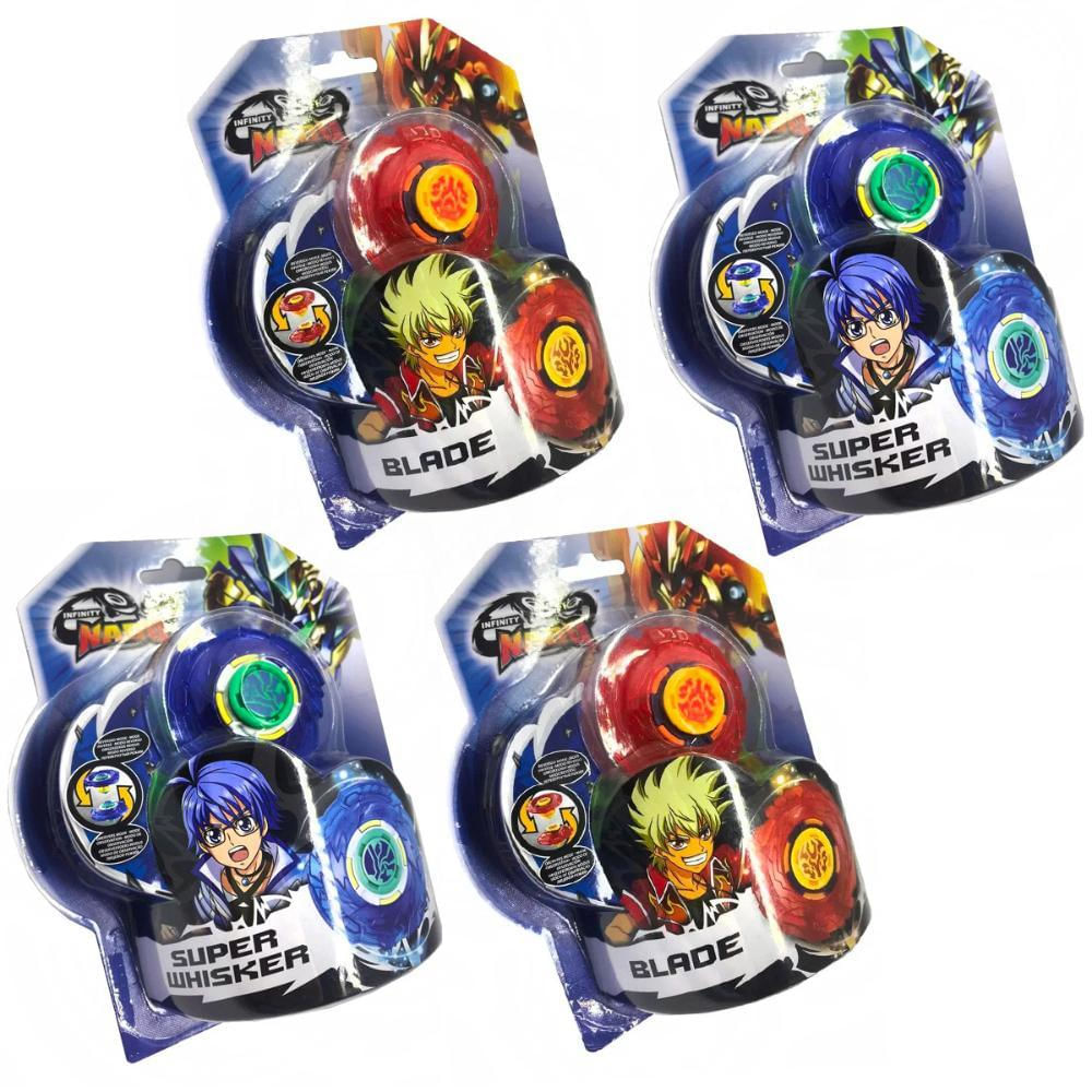 Kit 4 Piões de Batalha Infinity Nado Plastic Series - 2 Azul