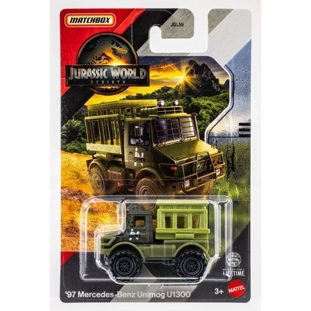 Matchbox 97 Mercedes Benz Unimog U1300 Jurassic Word 1:64 Jgl08