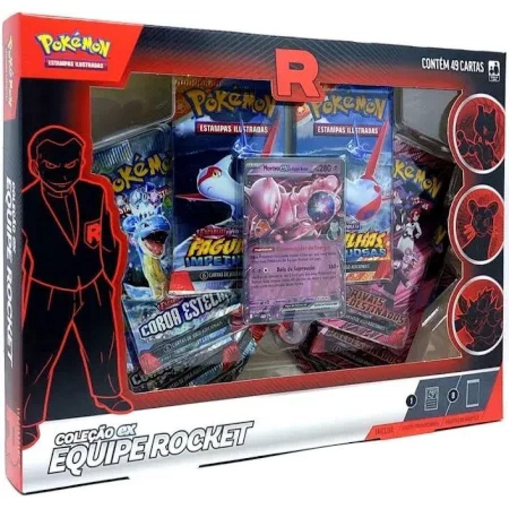 Box Pokemon Equipe Rocket Mewtwo Ex 49 Cartas - Copag 35880 - Ri Happy