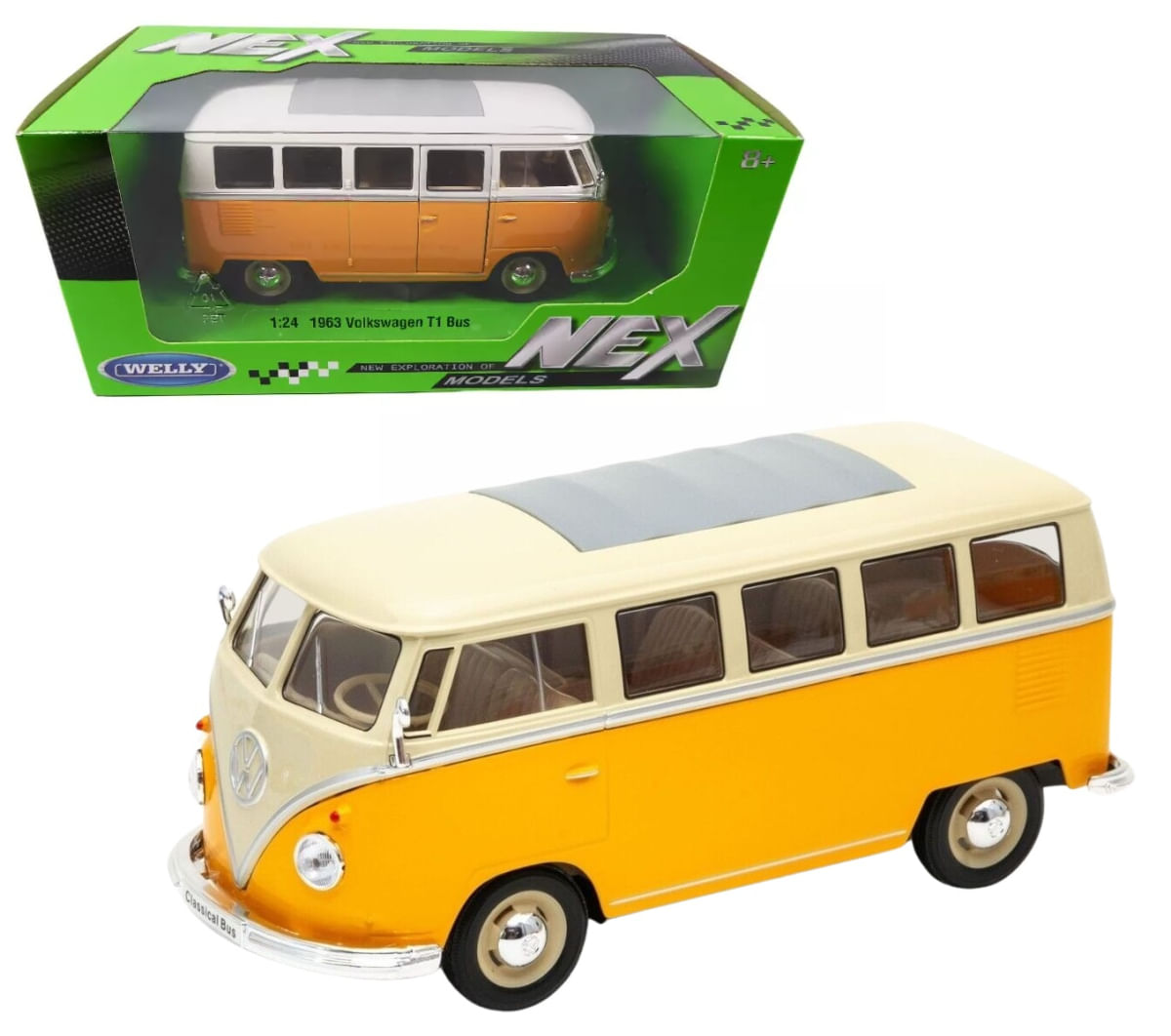 1963 Volkswagen T1 Bus Kombi - Nex Models - 1/24 - Welly - Ri Happy