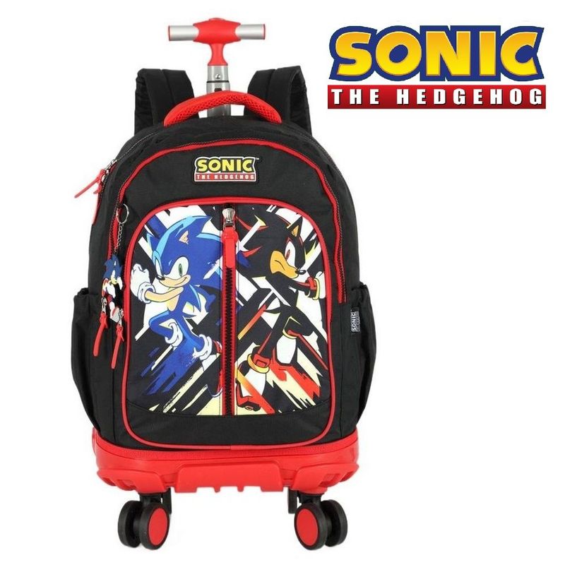 Mochila De Rodinha E Alca Sonic Desafio Preto Luxcel - Ri Happy
